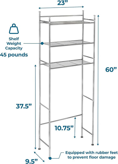 Honey-Can-Do 3-Tier Metal Bathroom Shelf Space Saver, Over The Toilet Storage - Image 3