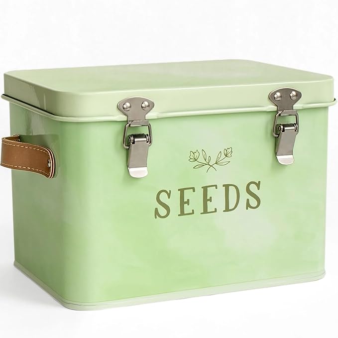1Canoe2 Tin Seed Organizer Storage Box, Garden Seed Packet Vault Container by 1Canoe2