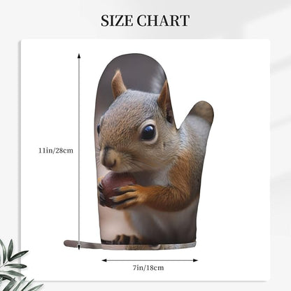 Cute Squirrel Print Oven Mitts Set of 2, Heat Resistant Silicone Oven Mittens - Image 4