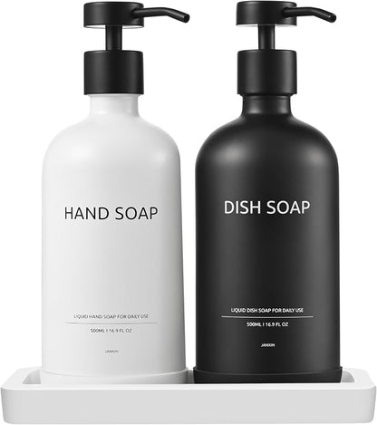Glass Kitchen Soap Dispenser Set by Janxinmakeyouloveyourhome
