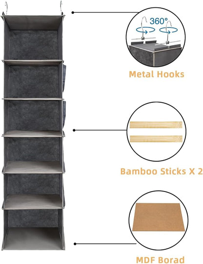 6-Shelf Hanging Closet Organizer and Storage, Collapsible Hanging Shelves - Image 4