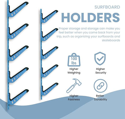 Snowboard Wall Mount, Adjustable 5/6 Board Surfboard Rack, Surfboard Wall - Image 5