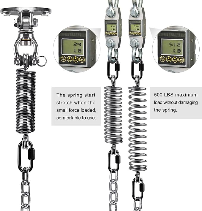 SELEWARE Hammock Chair Hanging Kit, Bearing Swing Hooks w/Spring & Chain | - Image 4