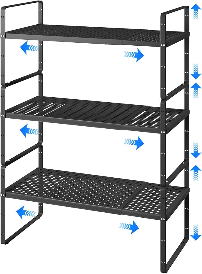 Expandable Cabinet Shelf Organizers, Kitchen Small Stand Rack Organization by KIKIBRO