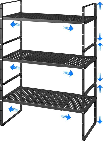 Expandable Cabinet Shelf Organizers, Kitchen Small Stand Rack Organization by KIKIBRO