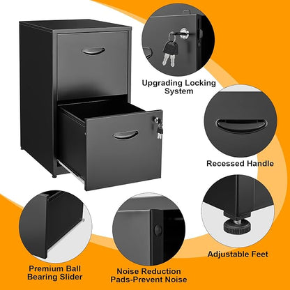 2 Drawer File Cabinet, Metal Two Drawer Vertical File Cabinets - Image 7