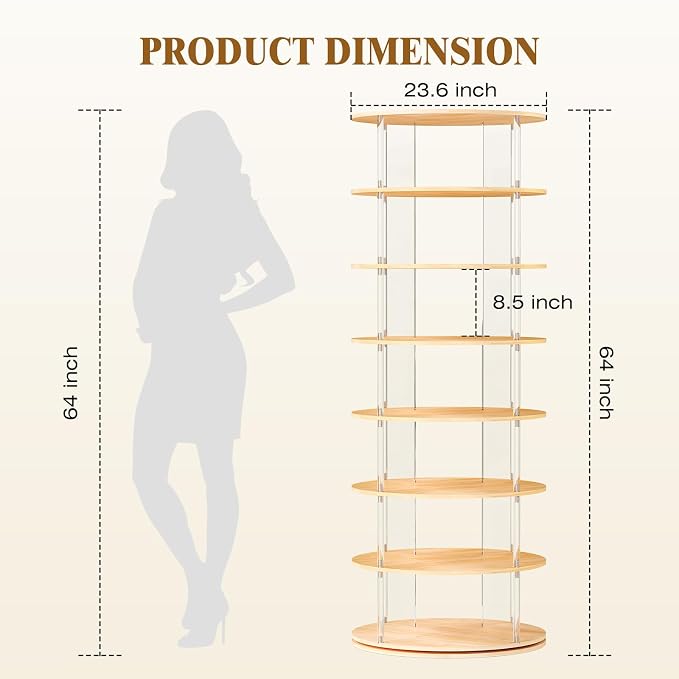 TAKEKIT 7-Tier Rotating Shoe Rack, 360 Degree Spinning Shoe Rack Tower - Image 2