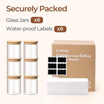 ComSaf 0.8 Qt Glass Food Storage Jars Set of 6, Pantry Organization Jar - Image 8