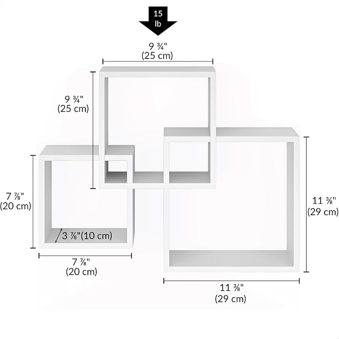 Ballucci Modern Interlocking Cube Floating Shelves, Wall Mount Wood Square - Image 3