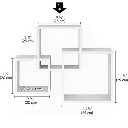 Ballucci Modern Interlocking Cube Floating Shelves, Wall Mount Wood Square - Image 3