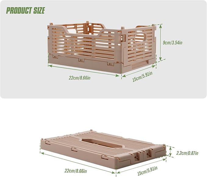 2-Pack Collapsible Crates for Storage, 8.66x5.91x3.54 In, Collapsible Plastic - Image 2