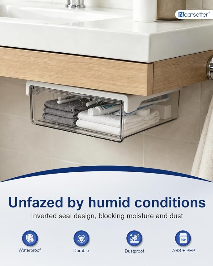 Clear Storage Drawer – 25° Tilted Front, Self-Adhesive Organizer - Image 4