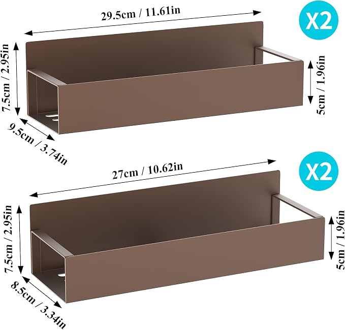 Metal Magnetic Spice Rack for Refrigerator Bronze, 4 Pack | Magnetic Shelves - Image 7
