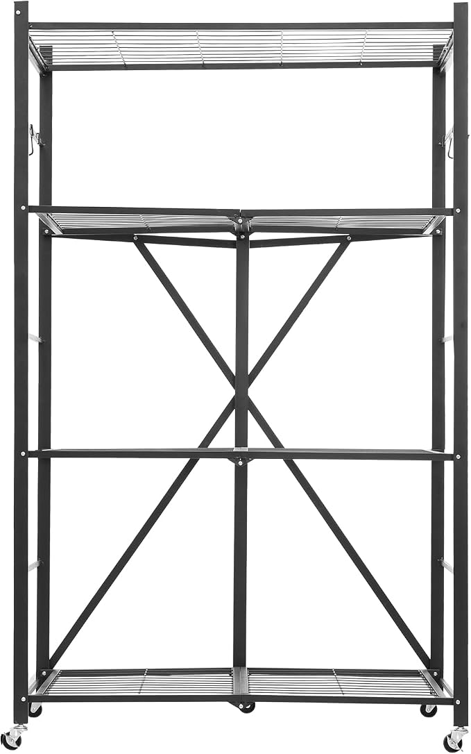 VEVOR 4-Tier Foldable Storage Shelf, 36W x 21D x 60H Inch Folding Metal Rack - Image 9