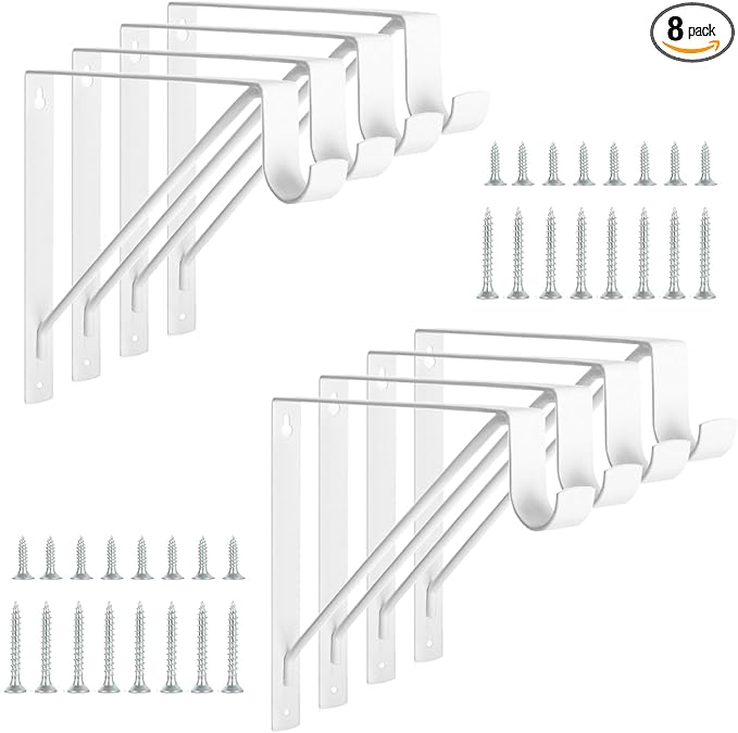 8 Pack Heavy Duty Closet Shelf & Rod Brackets, Wall Mounted Closet Shelf by KOVOSCH