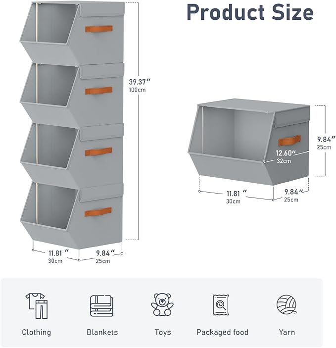 Stackable Closet Organizers and Storage Bins, Open Front Closet Shelf Organizer - Image 7