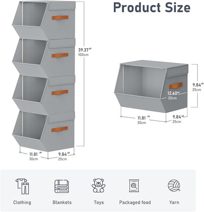 Stackable Closet Organizers and Storage Bins, Open Front Closet Shelf Organizer - Image 7