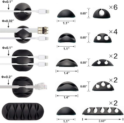 OHill Desk Cable Management Cord Organizer, 16 Pack White Self Adhesive Cord - Image 2