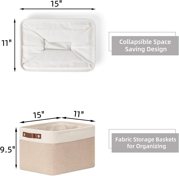 HNZIGE Fabric Storage Baskets for Shelves, Large Collapsible Storage Baskets - Image 2