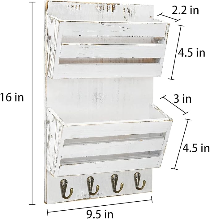 Unistyle Mail Holder with Key Hooks Mail Organizer Wall Mount Hanging Mail - Image 6