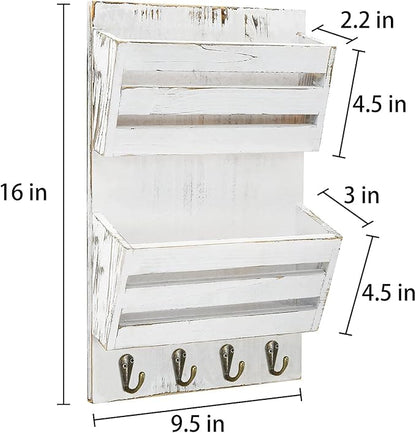 Unistyle Mail Holder with Key Hooks Mail Organizer Wall Mount Hanging Mail - Image 6