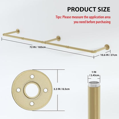 Wall Mounted Clothes Rack, Heavy Duty Gold Garment Rack Bar, Dressing Room - Image 4