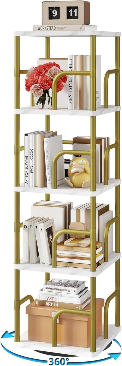 IBUYKE 5 Tier Rotating Bookshelf, Square Bookcases by IBUYKE
