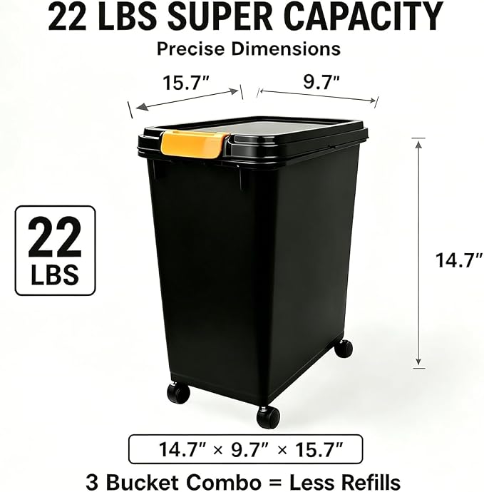 3 Sets 22lb Dog Food Storage Container - Image 2