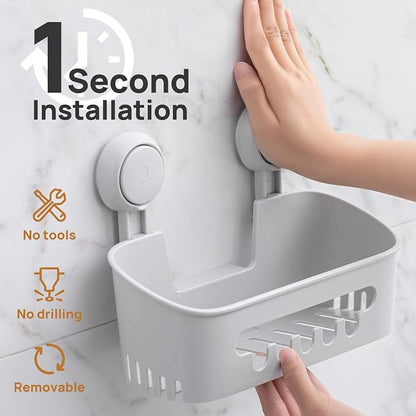 LEVERLOC Shower Caddy Suction Cup, Shower Organizer Removable Bathroom Shelf - Image 2