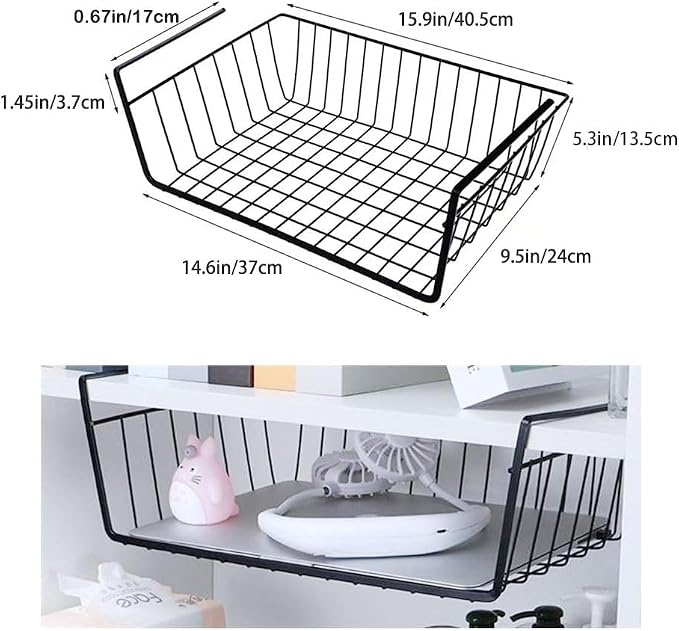 Under Shelf Storage Basket, Hanging Shelf Basket Slides Under Shelves - Image 6
