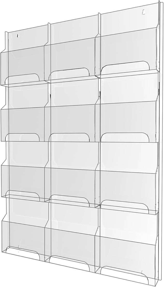 Nalwort Acrylic Brochure Pamphlet Holder, 12 Magazine Holders, Trifold Flyer by Nalwort