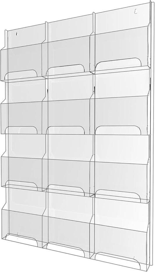 Nalwort Acrylic Brochure Pamphlet Holder, 12 Magazine Holders, Trifold Flyer by Nalwort