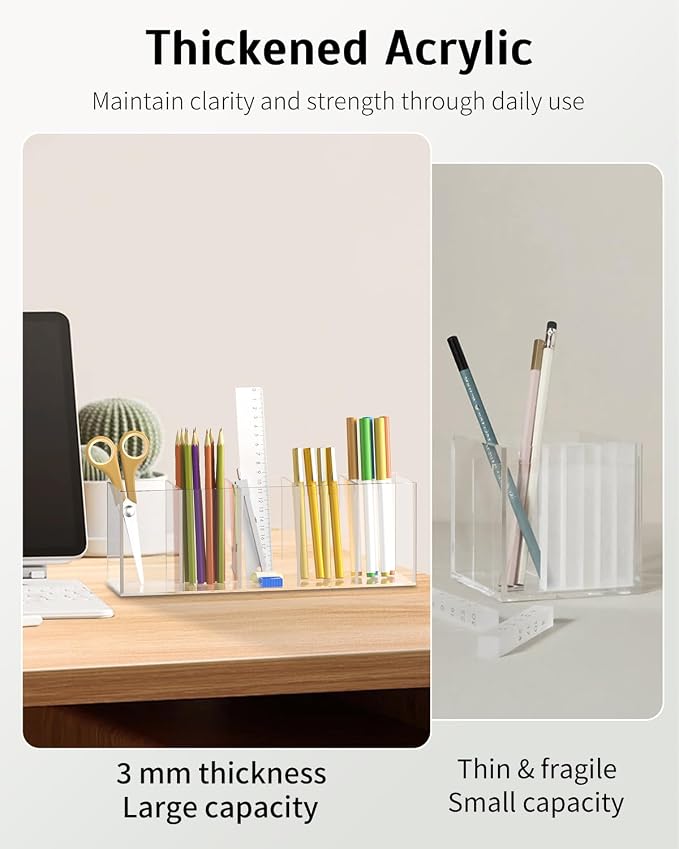 Uniclife Clear Acrylic Pen Holder - Image 4