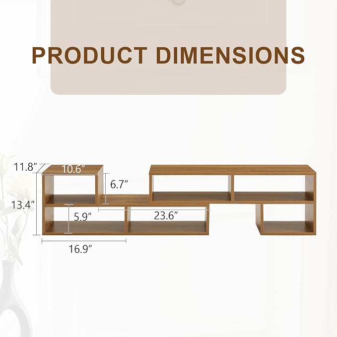 L-Shaped TV Stand for TVs up to 50''+, Modular TV Stand Dark Wood | Modern - Image 2