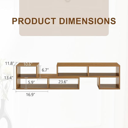L-Shaped TV Stand for TVs up to 50''+, Modular TV Stand Dark Wood | Modern - Image 2