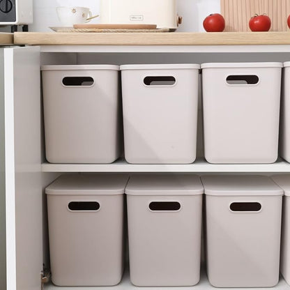 Plastic Storage Baskets With Lid Organizing Container Lidded Knit Storage - Image 3