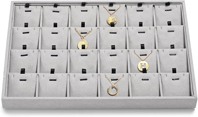 24 Grids Necklace Tray Jewelry Display Tray Necklace Holder Organizer by Papten