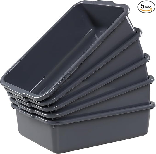 5-Pack Small Commercial Tote Box, 8 L Plastic Bus Box by Eagrye