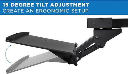 Mount-It! Under Desk Keyboard Tray Slide Out, Height Adjustable Keyboard Mount - Image 3