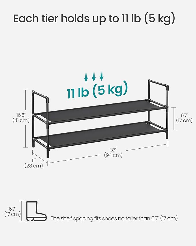 SONGMICS 2-Tier Shoe Rack, Shoe Storage - Image 3