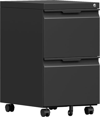 2 Drawer File Cabinet with Lock, Rolling Vertical File Cabinets by Kooyon