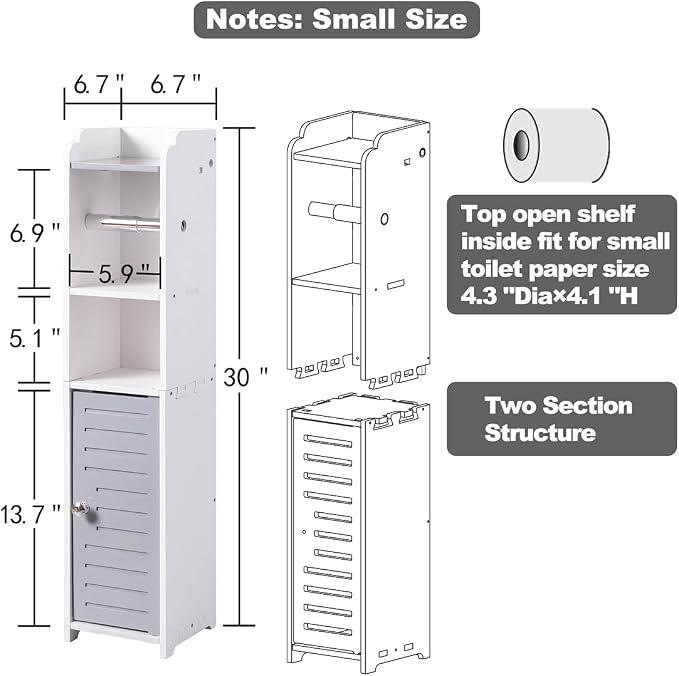 AOJEZOR Toilet Paper Holder Small: Bathroom Storage Cabinet - Image 6