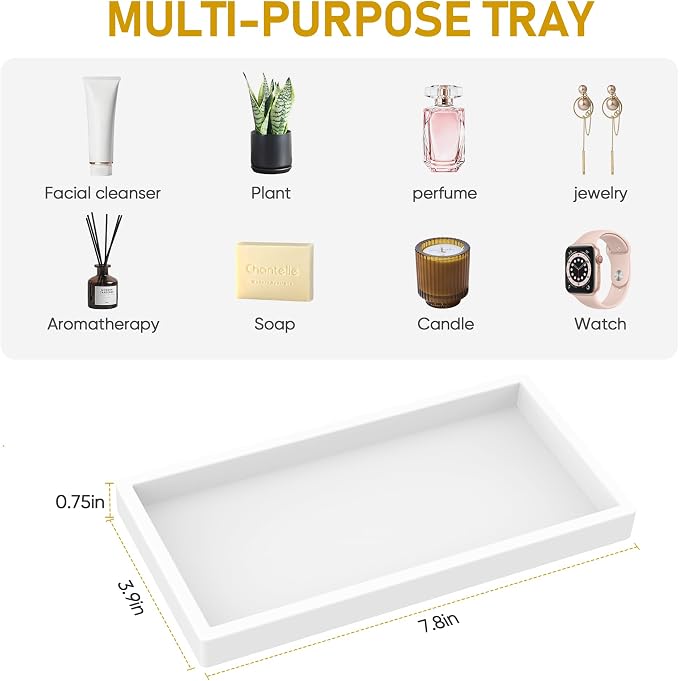 EG-SIPRO Silicone Bathroom Tray, Thickened Shatterproof Rectangle Vanity Tray - Image 8