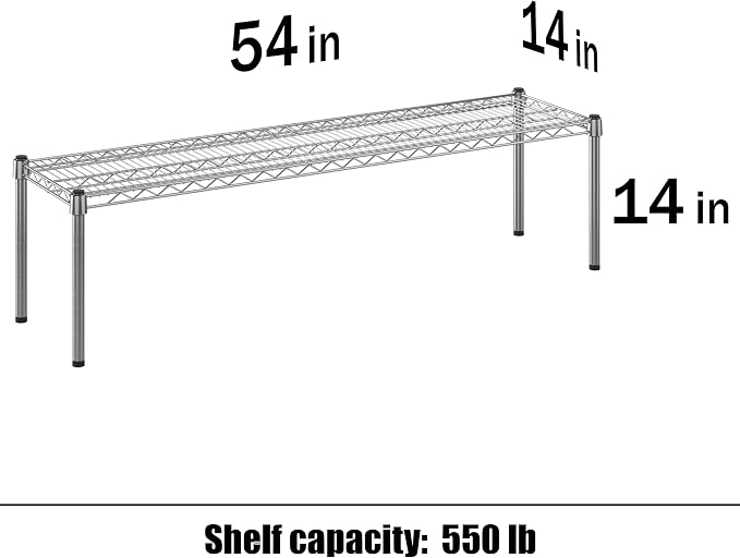 14" Deep x 54" Wide x 14" Height Wire Shelving Kit | 1-Tier | NSF Commercial - Image 3