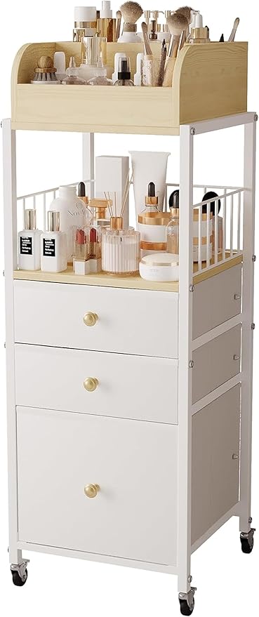 Makeup Organizer Cart with Drawers, Make up Organizers by ZQUYAJ