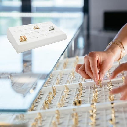 Novel Box 18-Slot White Leatherette Rings/Earrings/Cufflinks Holder Tray - Image 7