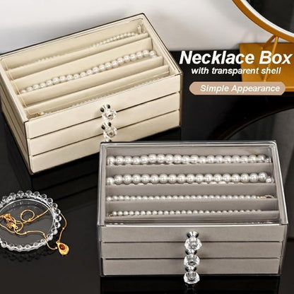 SPAKOWN Necklace Organizer Box, Velvet Necklace Box Holder Tray - Image 7