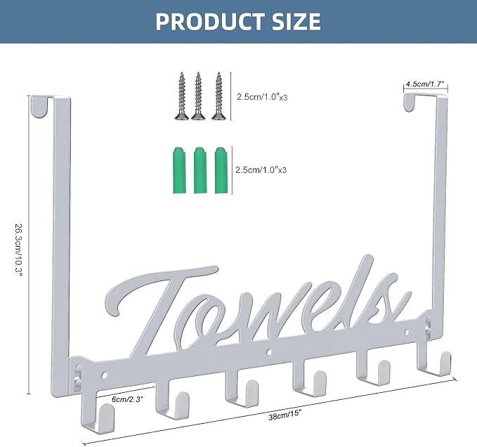 Azmoncy Over The Door Hooks, Towel Rack - Image 2