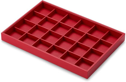 Oirlv Gorgeous Red Leather 24 Gird Jewelry Tray Stackable Jewelry Drawer - Image 7