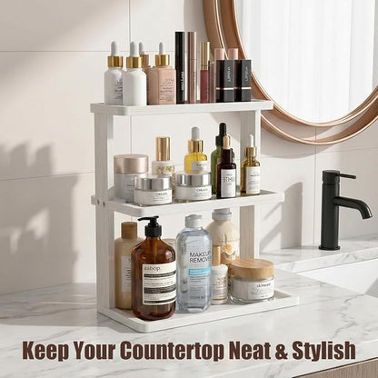 PEKER Bamboo Bathroom Organizer Countertop – Vanity Storage Shelf - Image 2